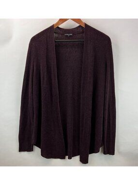 Eileen Fisher Womens Brown Draped Open Front Ribbed Knit Cardigan sz M